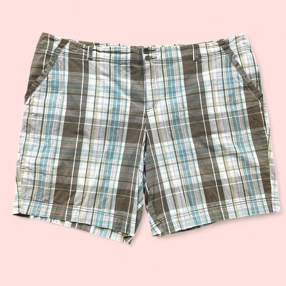 VINTAGE Y2K FADED GLORY STRETCH PLAID BERMUDA SHORTS